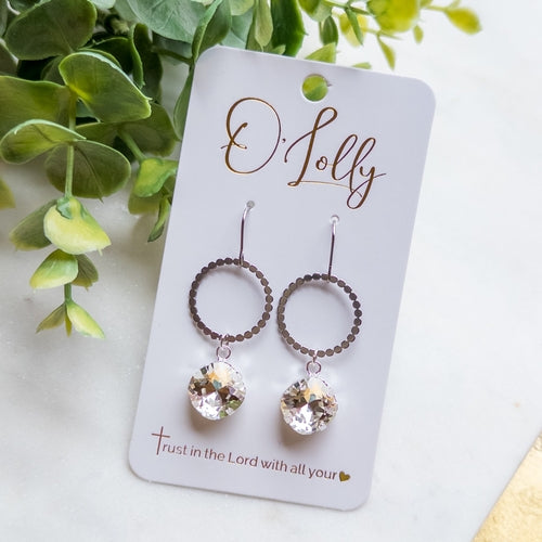 O'Lolly "Parker" Earrings - Gold Hoop w/Clear Stone Dangle